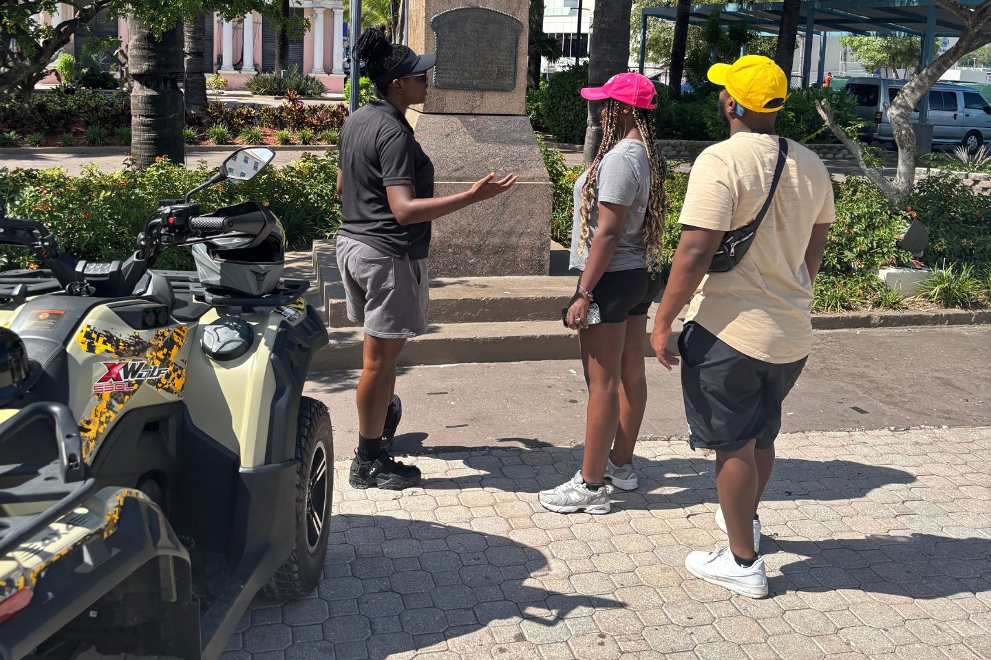 A2B local guide with riders on a Nassau ATV tour