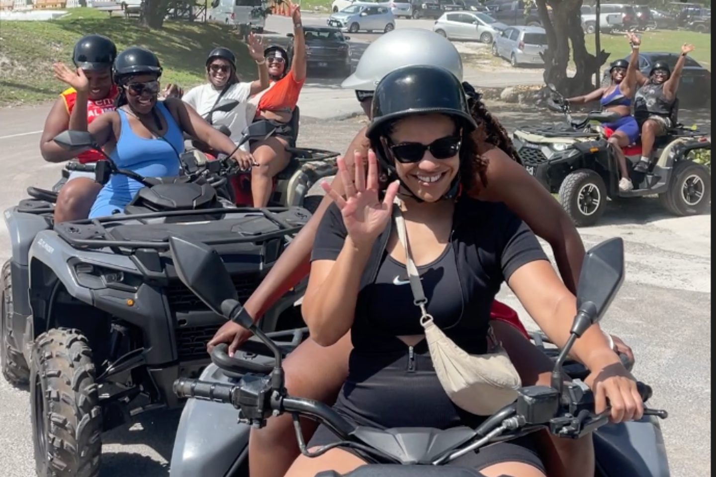 Two riders on the A2B 2-Hour Nassau Highlights ATV Tour